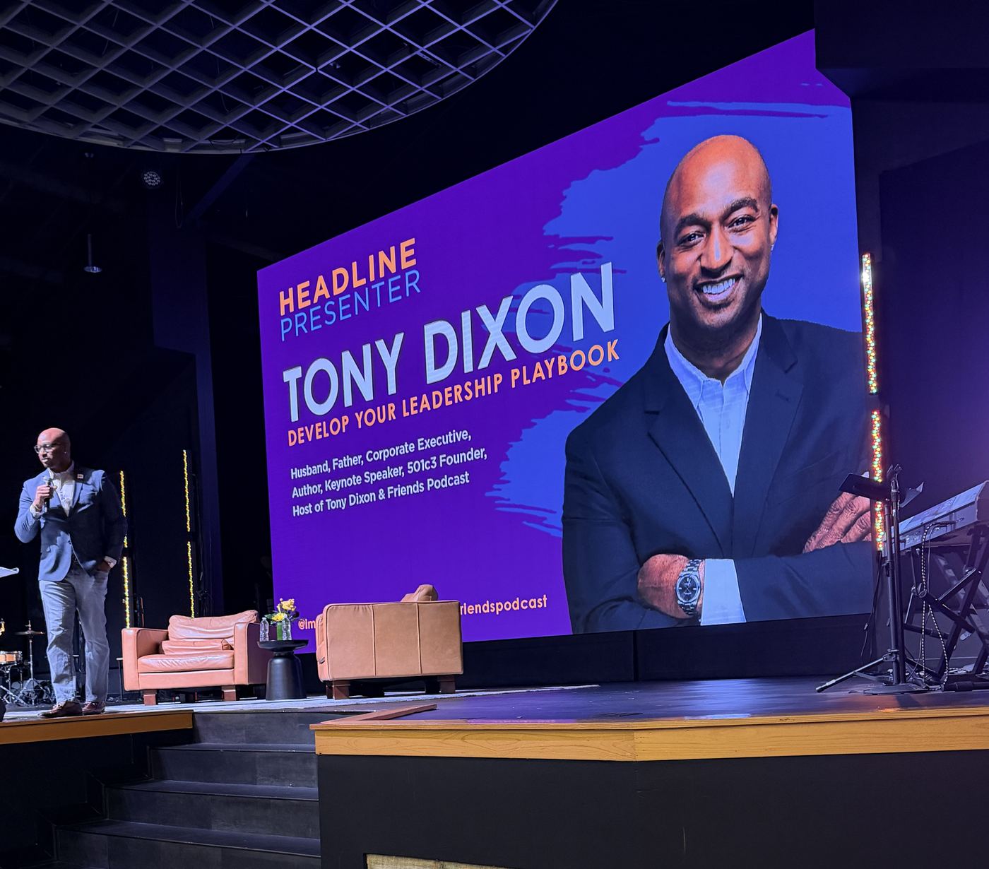 Tony Dixon on stage as headline presenter